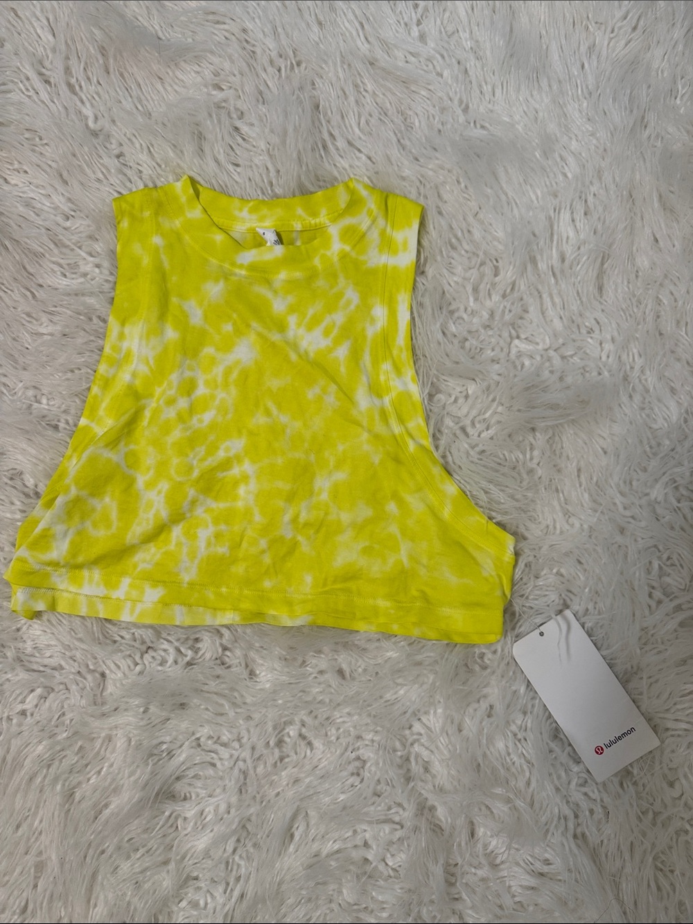 lululemon athletica Yellow and White Tie-Dye Cropped Tank